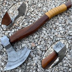 Viking Axe Custom Handmade Carbon Steel Axe Camping Axe Christmas Day Gift, w/SH