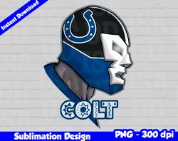 colts png, football mascot, colts t-shirt design png for sublimation, mexican wrestler style