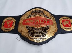 handmade impact wrestling world champion replica tittle belt adult size brass plates