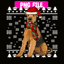 airedale terrier dog santa hat xmas png, christmas dog moods png, cute gifts png