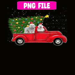 bichon frise dog christmas car truck png, christmas dog moods png, cute gifts png