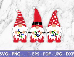 christmas gnome holiday svg bundle trio, santa svg, merry christmas, elf svg  instant digital download