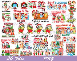 bluey dog christmas png bundle, blue dog christmas png bundle, christmas svg png bundle, disney christmas family png