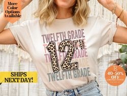 12th grade cheetah design t-shirts, cute cheetah 12th grade tees, eye catching and trendy twelfth grade tees