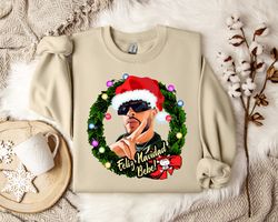 bad bunny wreath christmas ornament sweatshirt - festive holiday music fan apparel - bunny lover gift