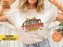 colorful teacher pencil and floral t-shirt - perfect gift for educators, trendy and eye catching graphic tee for teacher