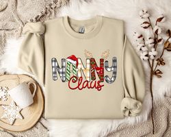 festive nanny claus christmas sweatshirt - grandma's unique holiday design - cozy winter wear - seasonal family joy - ch