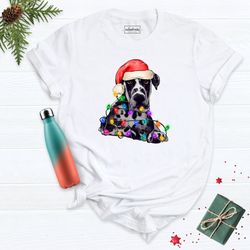 great dane christmas shirt, christmas dog shirt, great dane christmas lights tee, christmas party t-shirt, christmas dog