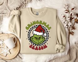 grinch christmas sweatshirt, holiday cheer pullover  winter wonderland sweater  cozy xmas jumper  unique seasonal appare