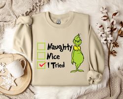 grinchy mischief maker sweatshirt, funny naughty grinchy christmas sweatshirt, vintage naughty grinchy sweatshirt