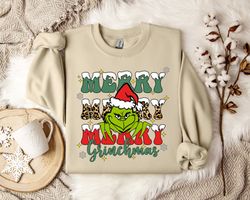merry grinch christmas sweatshirt, holiday winter pullover - cozy xmas jumper - christmas gift  - happy holidays sweater