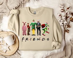 retro 'friends christmas' pullover spread holiday cheer, vintage-inspired 'friends' xmas sweater- friendsgiving delight