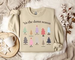 taylor swiftie christmas sweater, tis the damn season sweatshirt, holiday jumper, christmas sweater, unisex winter fashi