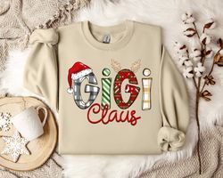 unique christmas theme on gigi claus sweatshirt - festive seasonal design - cozy grandparent pullover - holiday cheer -