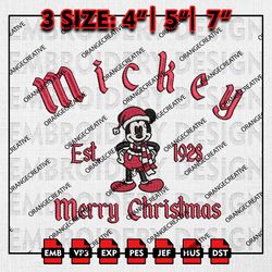 santa mickey christmas est embroidery files, christmas emb designs, disney machine embroidery file, digital download