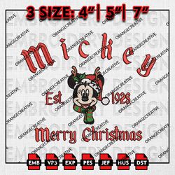 mickey christmas est embroidery files, christmas emb designs, disney machine embroidery file, digital download