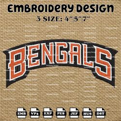 cincinnati bengals embroidery pattern, cincinnati bengals embroidery designs, nfl logo embroidery files