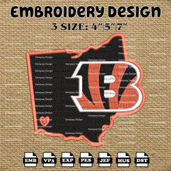 cincinnati bengals embroidery pattern, cincinnati bengals embroidery designs, nfl logo embroidery files