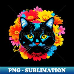 flower cat - exclusive png sublimation download - fashionable and fearless
