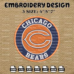 chicago bears embroidery pattern, chicago bears embroidery designs, nfl logo embroidery files