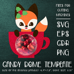 fox in a cup | candy dome | christmas ornament | paper craft template | sucker holder svg