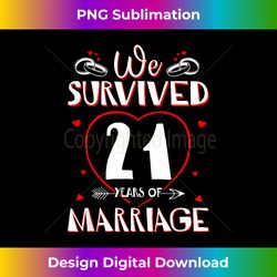 We Survived 21 Years of Marriage Couple 21st Anniversary - Sleek Sublimation PNG Download - Chic, Bold, and Uncompromising