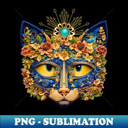 mystical masquerade cat in jewelry - retro png sublimation digital download - transform your sublimation creations