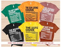 cousin t-shirts group shirts family matching shirts thanksgiving christmas cousins nutrition facts group shirts for fami