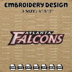 atlanta falcons embroidery pattern, nfl atlanta falcons embroidery designs, nfl logo embroidery files