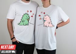 personalized kawaii dinosaur couple shirt ,cute dinosaur matching shirt s gift for couple,matching shirt , gift for love