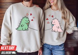 personalized kawaii dinosaur couple shirt ,cute dinosaur matching shirt s gift for couple,matching sweat,gift for lovers