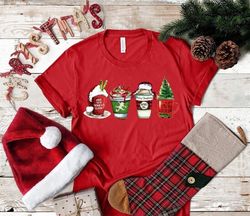 christmas latte shirt, christmas shirt, coffee lover gift, worker winter christmas snowman latte coffee lover, peppermin
