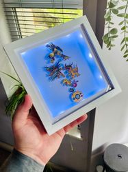 digidestined (classic) - digivice/digimon framed 3d paper art shadow box