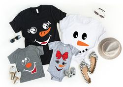 custom snowman face shirt, personalized christmas gift, group matching t shirts, cute winter tshirts, toddler clothing,