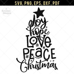 joy hope love peace christmas svg, png clipart, compatible with cricut and cutting machine