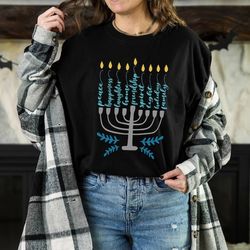 hanukkah menorah shirt, hanukkah holiday shirt, jewish gift tee, festival of light shirt, jewish festival, menorah, jewi