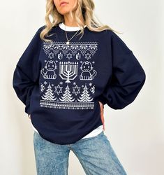 hanukkat sweater meowzel tov shirt hanukkah sweater hannukah sweater cat hanukkah sweatshirt nes gadol hanukkah shirt ha