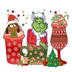 grinch christmas coffee png, merry christmas png, coffee latte png, christmas png, christmas latte png digital download