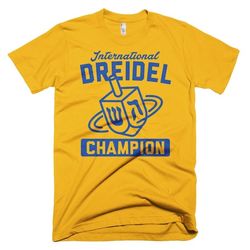 international dreidel champion t-shirt - official jewish inspired tee hanukkah holiday original spinning top apparel