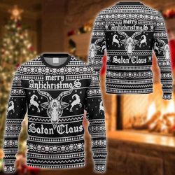 merry antichristmas satan claus ugly sweater: spooky holiday attire for a sinfully festive look!