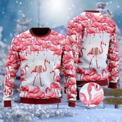 stylish pink flamingo christmas village ugly sweater - festive & fun holiday apparel!