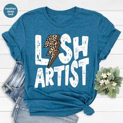 retro lash artist t-shirt, lash artist gift, lash tech tshirt, lash technician gifts, leopard print womens clothing, gra