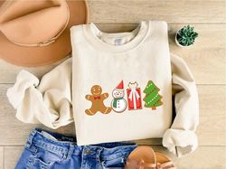 cute gingerbread men christmas sweatshirt, christmas cookies sweatshirt, christmas gift for baker, holiday cookie shirt,