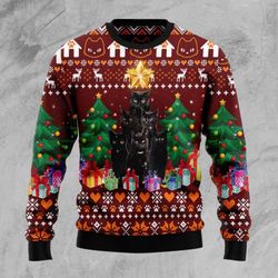 stylish black cat pine tree ugly christmas sweater: festive & fun holiday attire