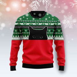 meow meow black cat ugly christmas sweater - festive feline holiday apparel