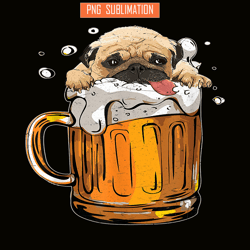 pug dog drinks beer png cute drunk dog png beer lover png
