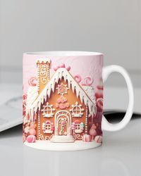 3d pink gingerbread christmas mug wrap 11oz hot cocoa 3d christmas mug gingerbread mug wrap pink christmas mug 3d christ