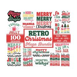 christmas retro mega bundle, 100 designs, heather roberts art bundle, christmas svg, winter svg, holidays, cut files cri