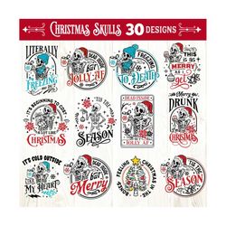 christmas skulls bundle 30 designs svg, christmas skeleton svg, funny christmas svg, christmas bundle svg