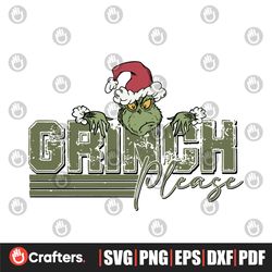 vintage grinch please santa hat svg